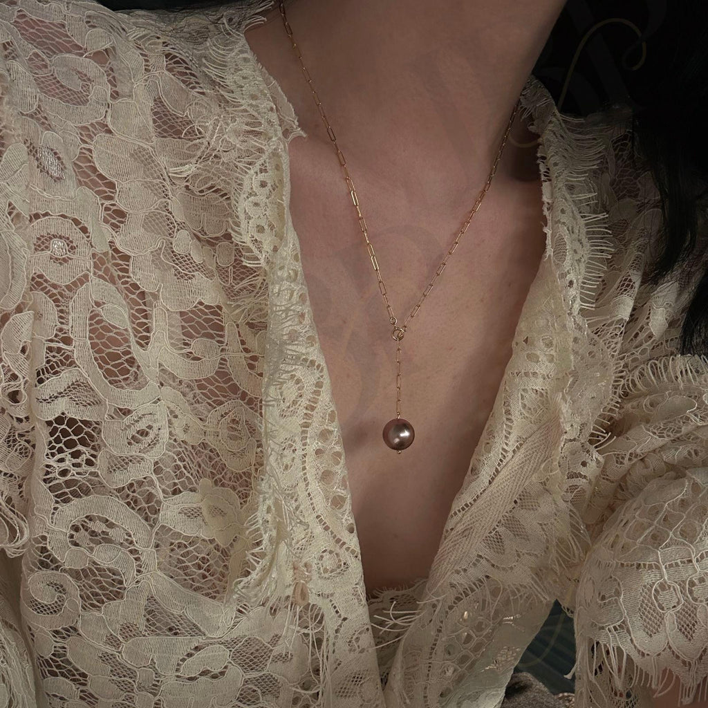 Lavender Purple Pearl Necklace - 14k Gold Filled Chain - Irregular Beauty Pearl