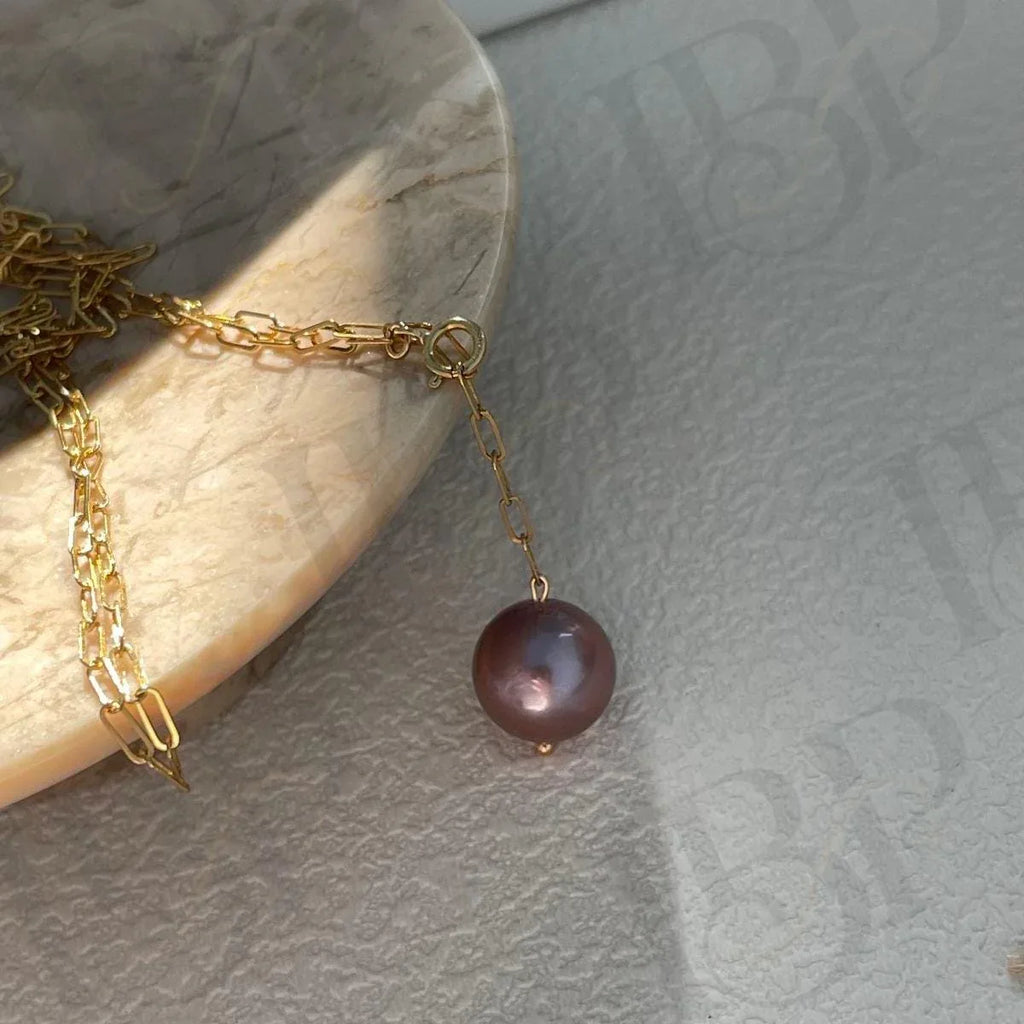 Lavender Purple Pearl Necklace - 14k Gold Filled Chain - Irregular Beauty Pearl