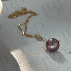 Lavender Purple Pearl Necklace - 14k Gold Filled Chain - Irregular Beauty Pearl