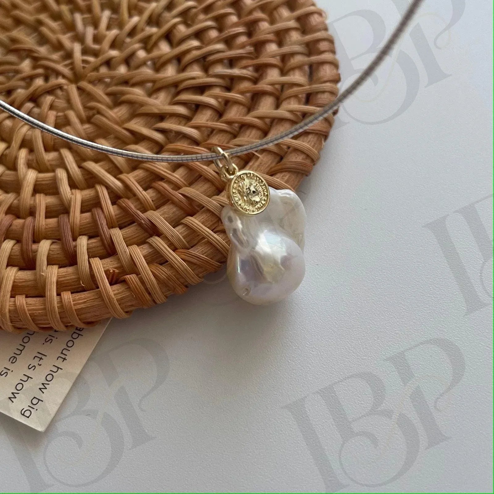Baroque Pearl Necklace with Coin Charm - Irregular Beauty Pearl