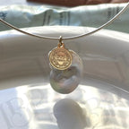 Baroque Pearl Necklace with Coin Charm - Irregular Beauty Pearl