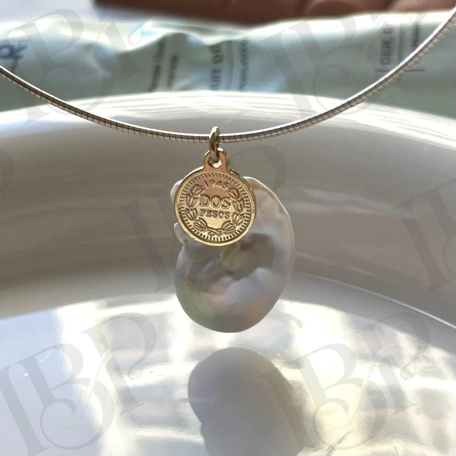 Baroque Pearl Necklace with Coin Charm - Irregular Beauty Pearl