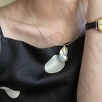 Baroque Pearl Necklace with Coin Charm - Irregular Beauty Pearl