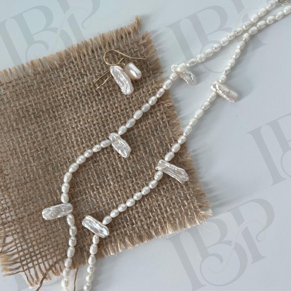 Dainty Lace Irregular Pearl Necklace - Sterling Silver Freshwater Petal Pearl Choker - Irregular Beauty Pearl