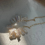 Natural Stick Pearl Smile Necklace - 14k Gold Filled Paperclip Chain - Irregular Beauty Pearl