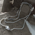 Large Baroque Pearl Double Layer Necklace - 925 Sterling Silver - Irregular Beauty Pearl