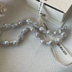 Large Baroque Pearl Beaded Necklace - 925 Sterling Silver - Irregular Beauty Pearl