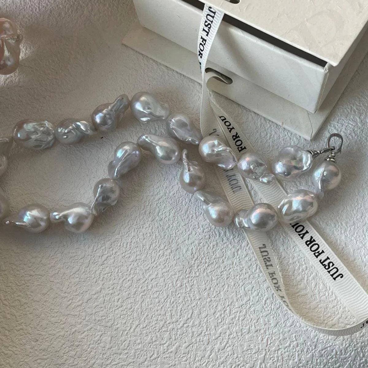 Large Baroque Pearl Beaded Necklace - 925 Sterling Silver - Irregular Beauty Pearl