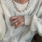 Large Baroque Pearl Beaded Necklace - 925 Sterling Silver - Irregular Beauty Pearl