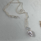 Jumbo Baroque Pearl Pendant Necklace - 925 Sterling Silver Seed Pearl Strand - Irregular Beauty Pearl