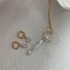 Celestial Stick Pearl Necklace - 14k Gold Filled Double Hoop Pendant - Irregular Beauty Pearl