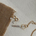 Celestial Stick Pearl Necklace - 14k Gold Filled Double Hoop Pendant - Irregular Beauty Pearl
