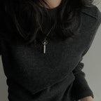 Celestial Stick Pearl Necklace - 14k Gold Filled Double Hoop Pendant - Irregular Beauty Pearl