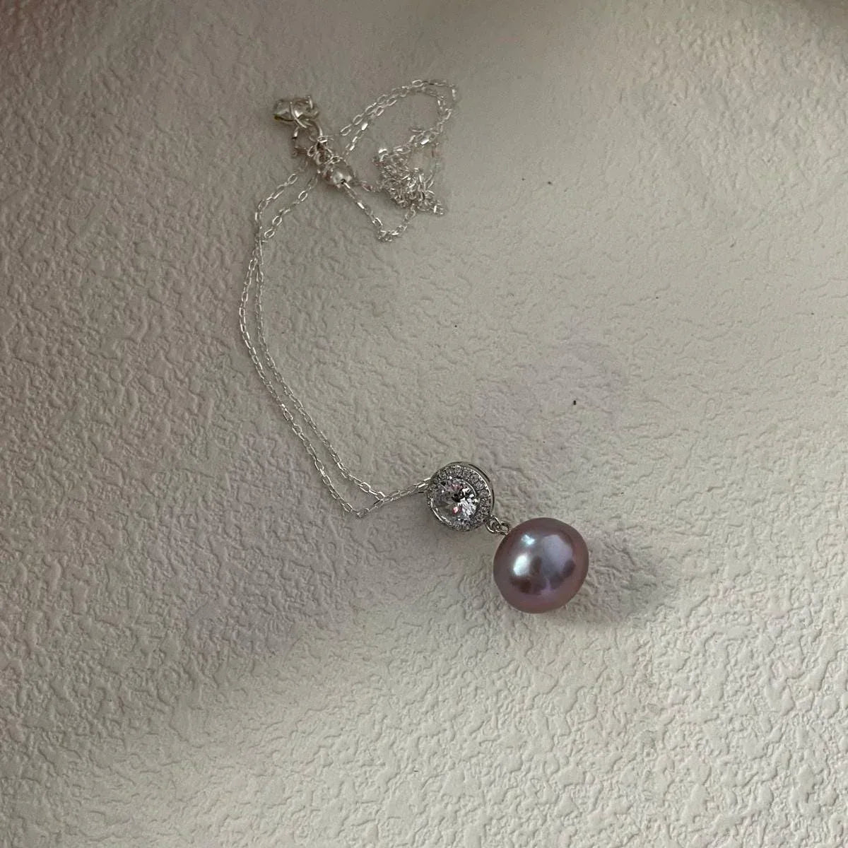 Purple Pearl Necklace - 925 Sterling Silver - Irregular Beauty Pearl