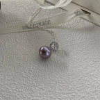 Purple Pearl Necklace - 925 Sterling Silver - Irregular Beauty Pearl