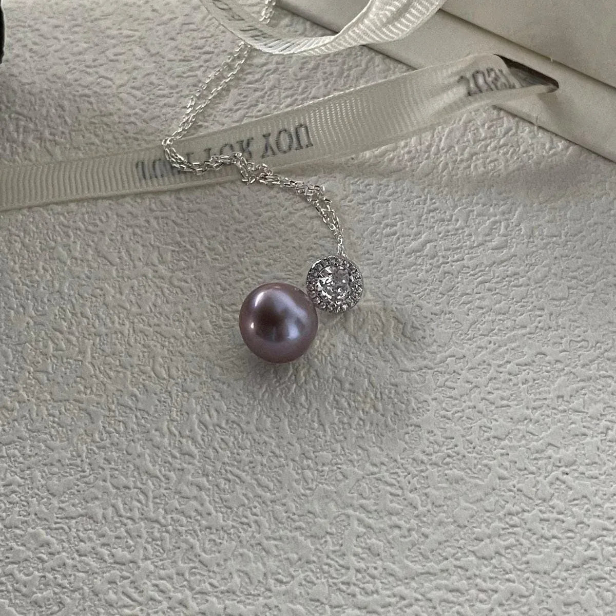 Purple Pearl Necklace - 925 Sterling Silver - Irregular Beauty Pearl