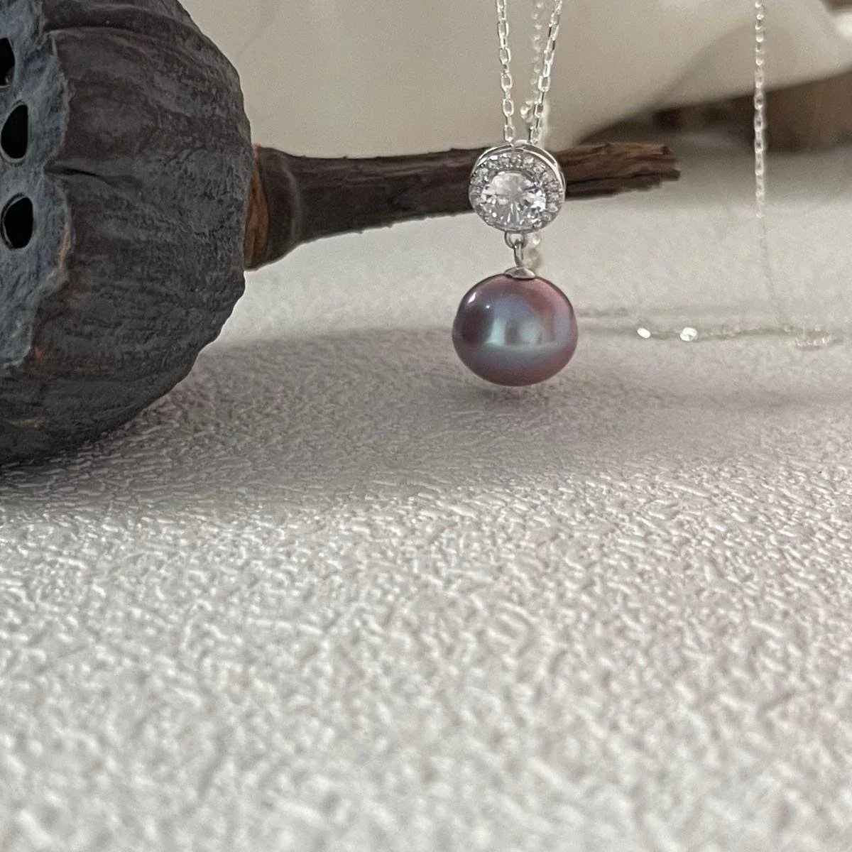 Purple Pearl Necklace - 925 Sterling Silver - Irregular Beauty Pearl