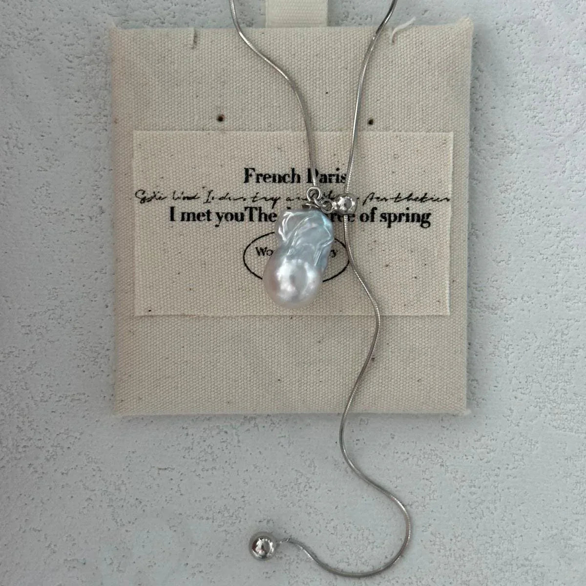 Baroque Pearl Necklace - 925 Sterling Silver Slider Chain - Irregular Beauty Pearl