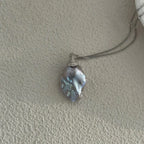 Large Grey Baroque Pearl Necklace - Rhodium Plated Sterling Silver - Irregular Beauty Pearl