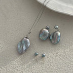 Large Grey Baroque Pearl Necklace - Rhodium Plated Sterling Silver - Irregular Beauty Pearl