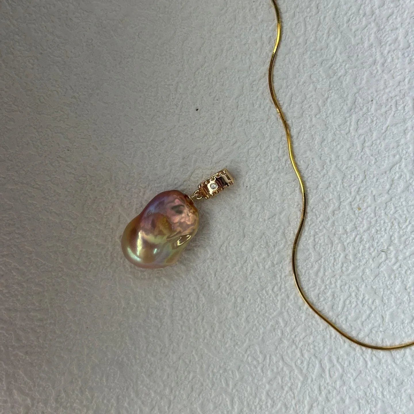 Large Baroque Pearl Necklace - Iridescent Fireball Pendant - Irregular Beauty Pearl