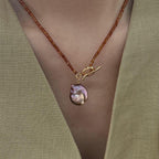 Baroque Fireball Pearl Necklace – Garnet Beads - Irregular Beauty Pearl