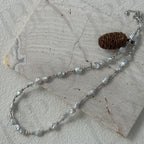 Sterling Silver Nugget and Baroque Pearl Necklace - Irregular Beauty Pearl