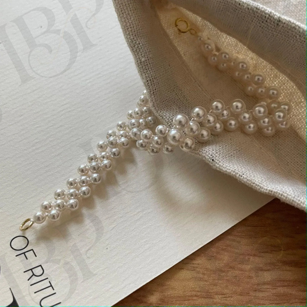 14k Gold Filled Pearl Bracelet - Woven Bridal Jewelry - Irregular Beauty Pearl