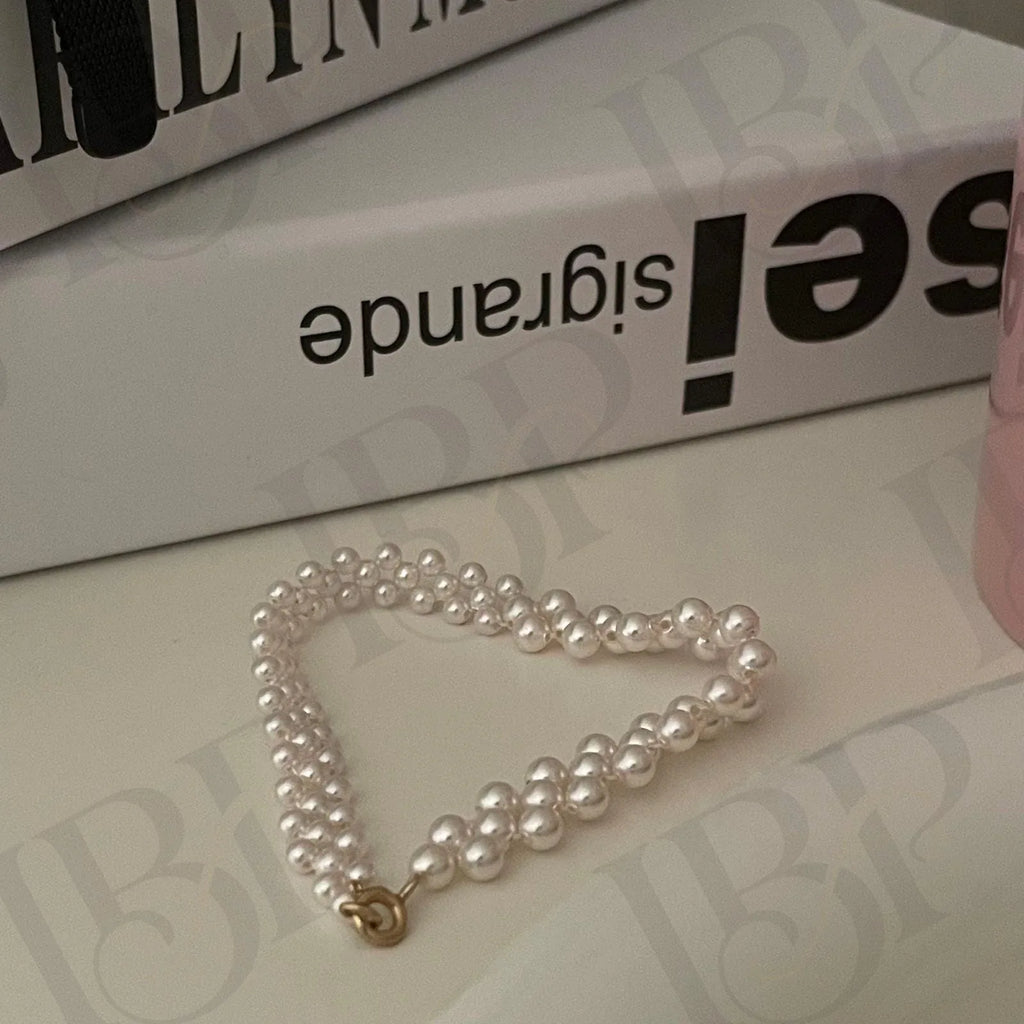 14k Gold Filled Pearl Bracelet - Woven Bridal Jewelry - Irregular Beauty Pearl