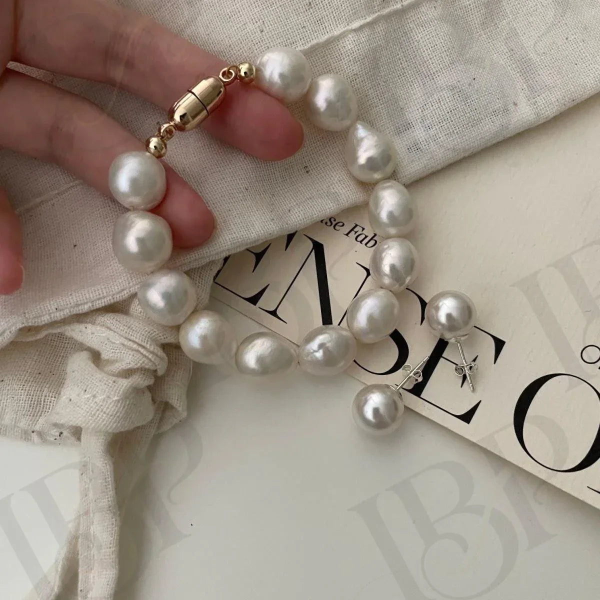 Metallic Pink Ripple Pearl Bracelet – 14k Gold Filled Baroque Jewelry - Irregular Beauty Pearl