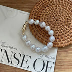 Metallic Pink Ripple Pearl Bracelet – 14k Gold Filled Baroque Jewelry - Irregular Beauty Pearl