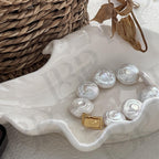 Coin Pearl Bracelet - 18k Gold Vermeil Clasp - Irregular Beauty Pearl