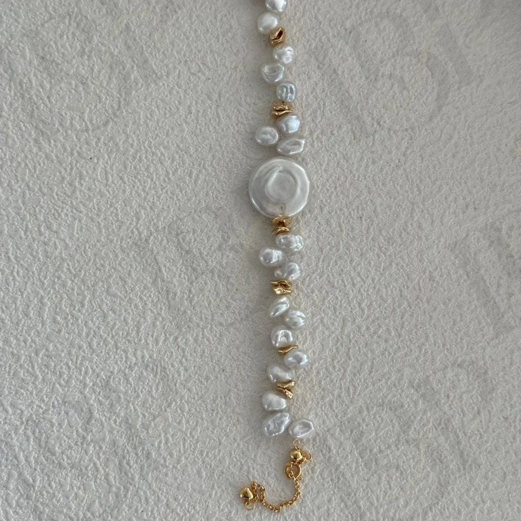 Large Disc Keshi Pearl Bracelet - Irregular Beauty Pearl