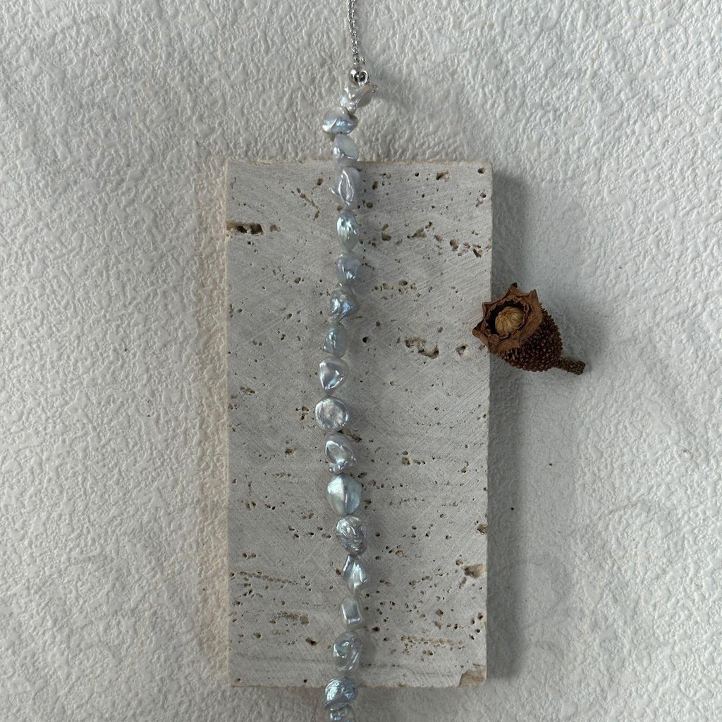 Blue Blood Pearl Bracelet - 925 Sterling Silver - Irregular Beauty Pearl