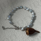 Blue Blood Pearl Bracelet - 925 Sterling Silver - Irregular Beauty Pearl