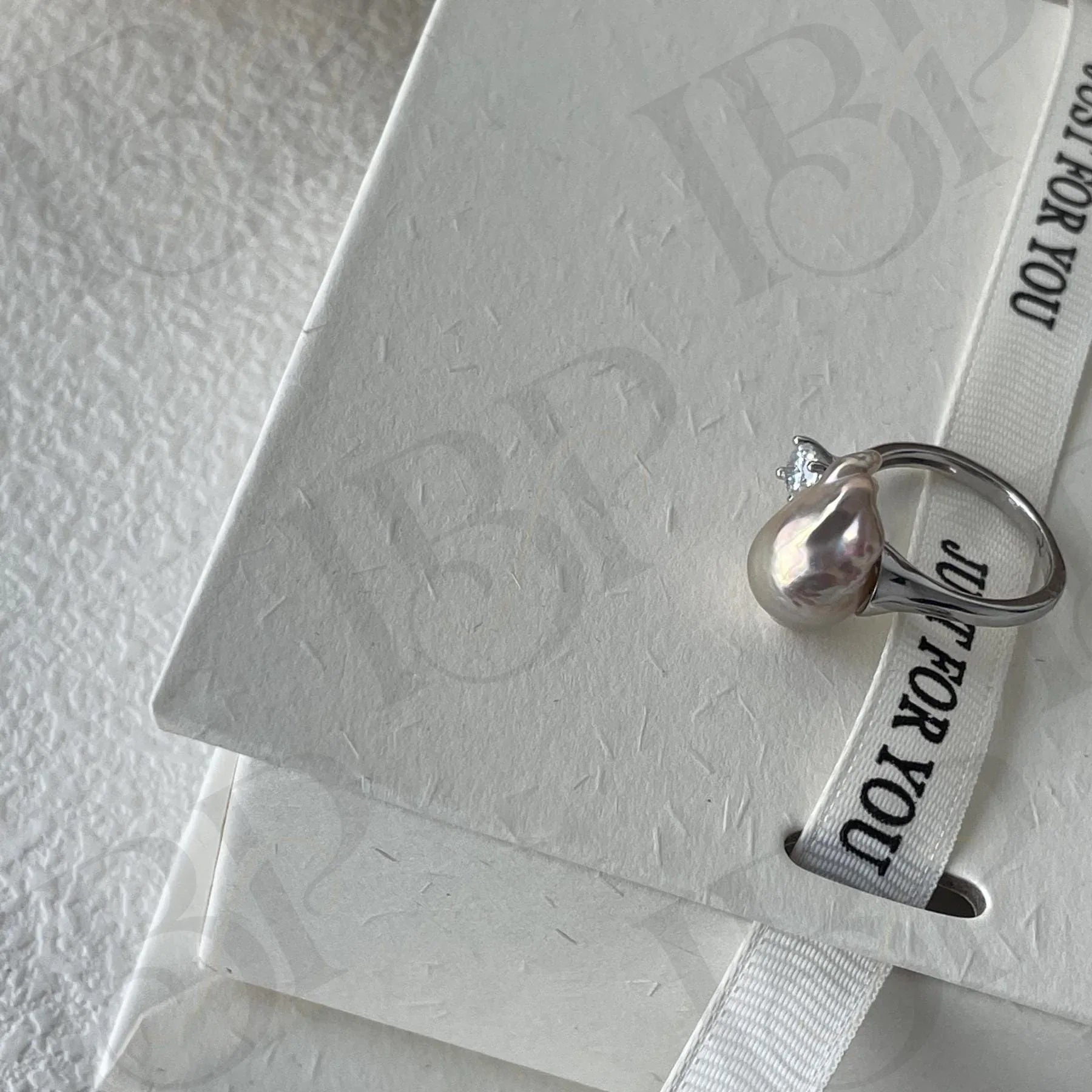 Baroque Pearl Ring - Sterling Silver Open Band - Irregular Beauty Pearl