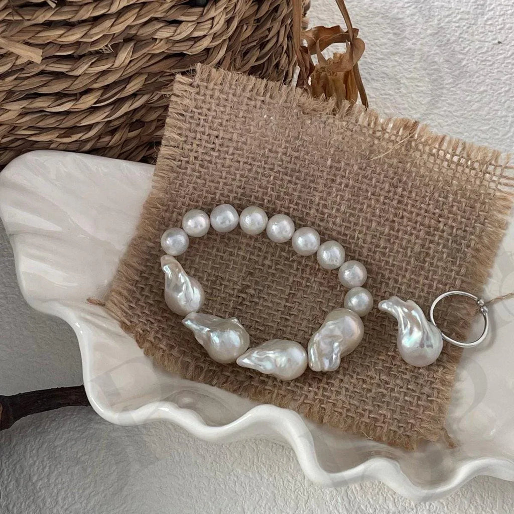 Large Baroque Pearl Ring - Sterling Silver Adjustable Statement Jewelry - Irregular Beauty Pearl