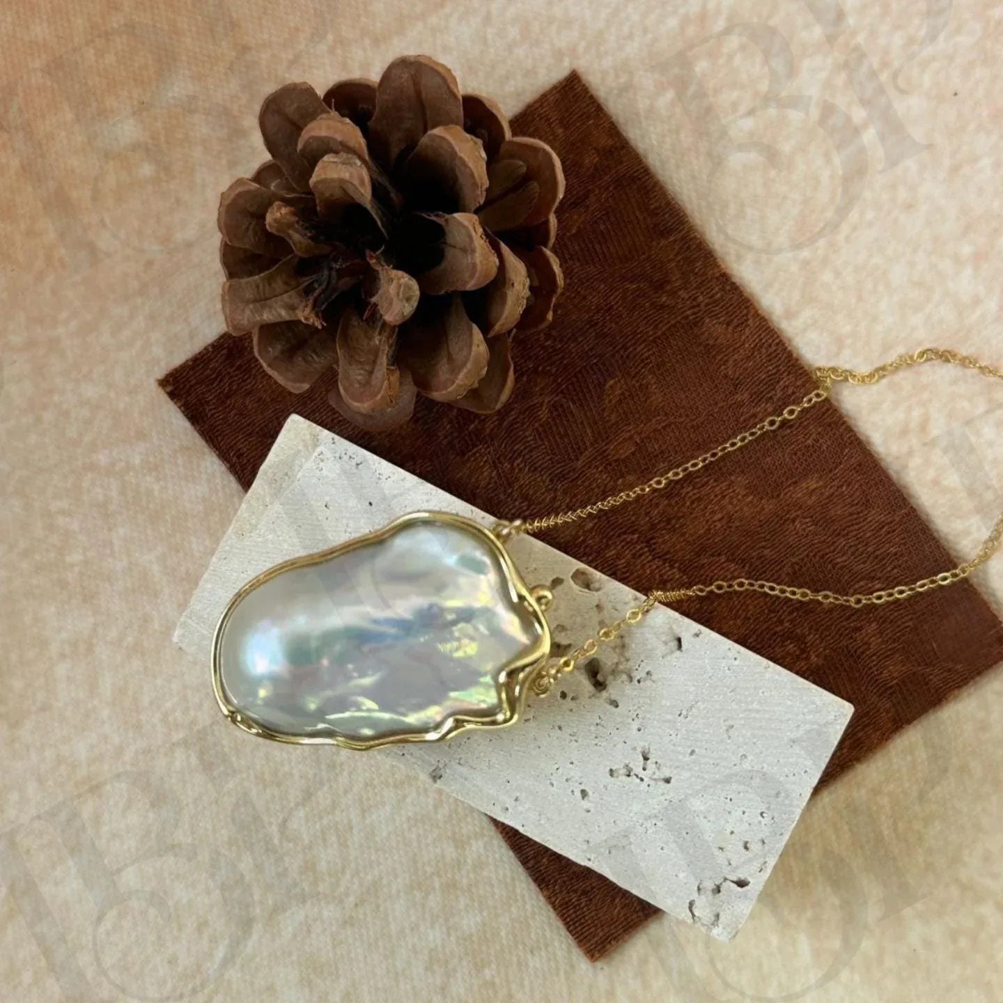 Large Baroque Pearl Necklace - 14k Gold Filled Chain - Irregular Beauty Pearl