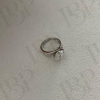 Large Keshi Pearl Ring - Adjustable 925 Sterling Silver Band - Irregular Beauty Pearl