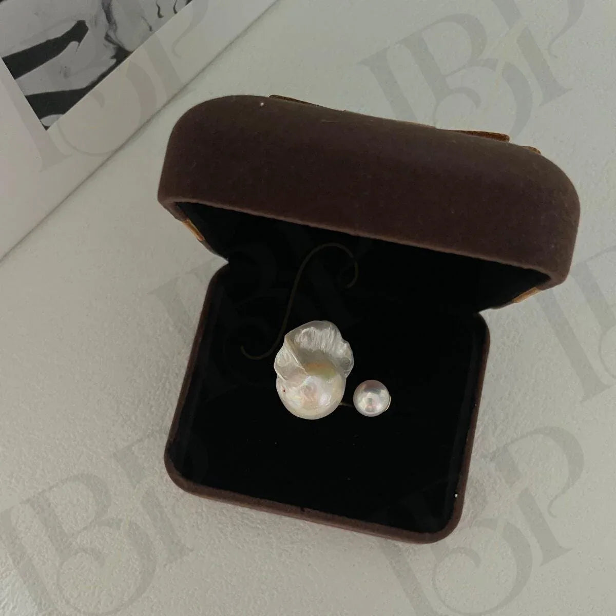 Baroque Pearl Open Ring - 18k Gold Vermeil Toi et Moi Design - Irregular Beauty Pearl
