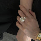 Baroque Pearl Open Ring - 18k Gold Vermeil Toi et Moi Design - Irregular Beauty Pearl