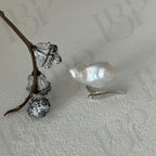 Edgy Baroque Pearl Ring - Sculptural Sterling Silver Statement Jewelry - Irregular Beauty Pearl