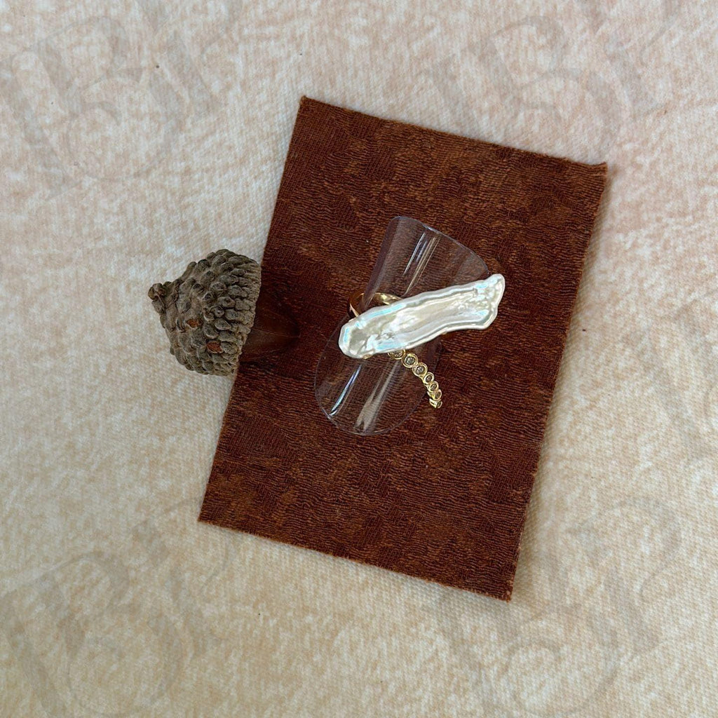 Baroque Pearl Ring – Sterling Silver CZ Band - Irregular Beauty Pearl