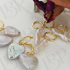 Baroque Pearl Hoop Earrings - 18k Gold Vermeil Sterling Silver Dangles - Irregular Beauty Pearl