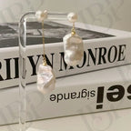 Asymmetrical Baroque Pearl Drop Earrings - Sterling Silver Dangles - Irregular Beauty Pearl