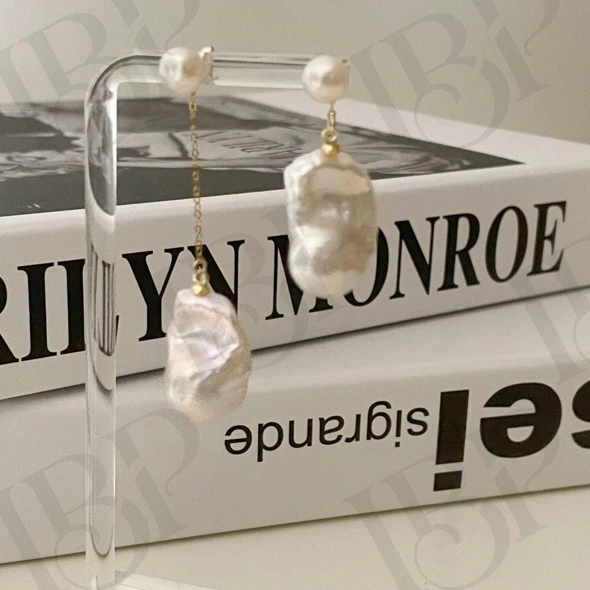 Asymmetrical Baroque Pearl Drop Earrings - Sterling Silver Dangles - Irregular Beauty Pearl