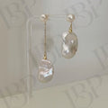 Asymmetrical Baroque Pearl Drop Earrings - Sterling Silver Dangles - Irregular Beauty Pearl
