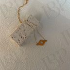 Gold Vermeil Evil Eye Necklace – Marquise Zirconia & Seed Pearl - Irregular Beauty Pearl