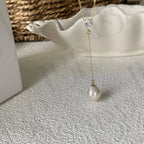 Baroque Pearl Y-Necklace - 14k Gold Filled Lariat with CZ - Irregular Beauty Pearl