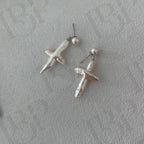 Baroque Pearl Cross Earrings - Sterling Silver Religious Jewelry - Irregular Beauty Pearl